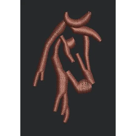 Abstract Brown Horse Head Outline Embroidery Design