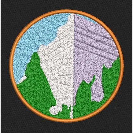 Split Peak Terrain Badge Embroidery Design