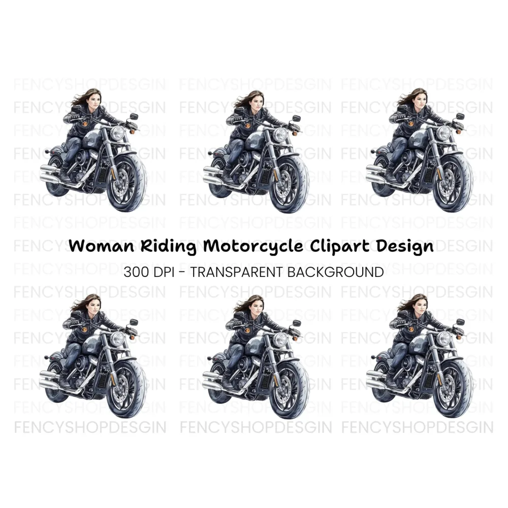 Woman Riding Motorcycle Clipart Bundle