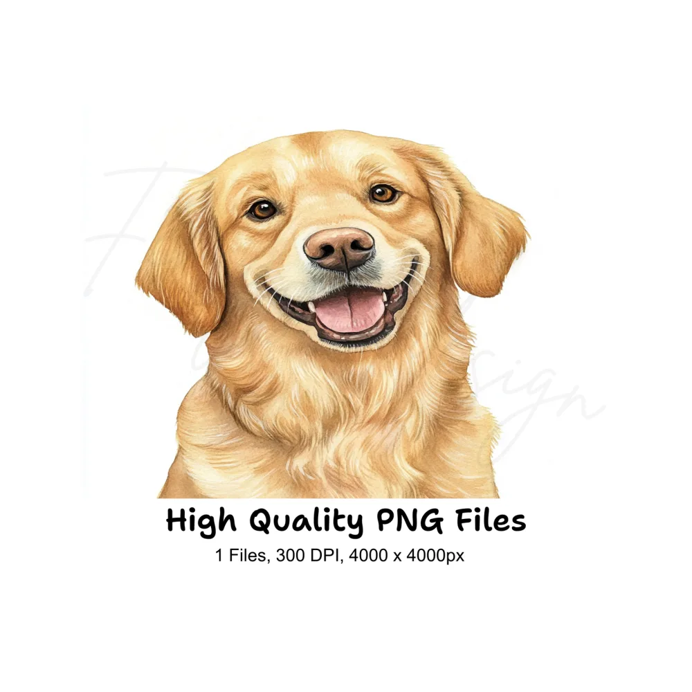 Happy Golden Retriever Face Clipart Bundle