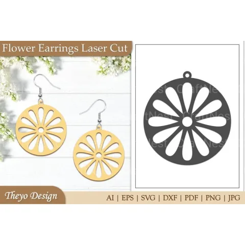 Lasercut Flower Earrings SVG Bundle