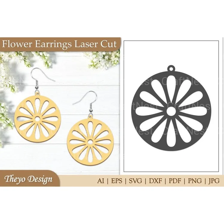 Lasercut Flower Earrings SVG Bundle