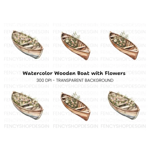 Floral Boat Clipart Bundle