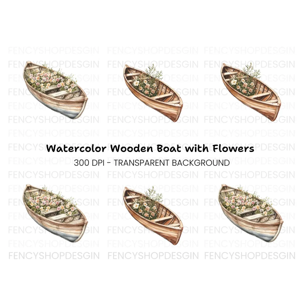 Floral Boat Clipart Bundle