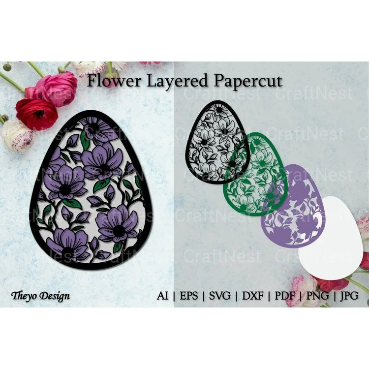 Flower D Layered Papercut SVG Bundle