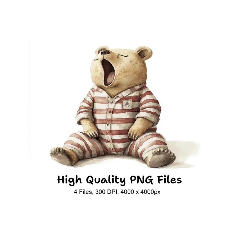 Sleepy Bear Clipart Bundle