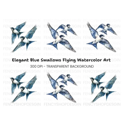 Dynamic Swallow Flight Clipart Bundle