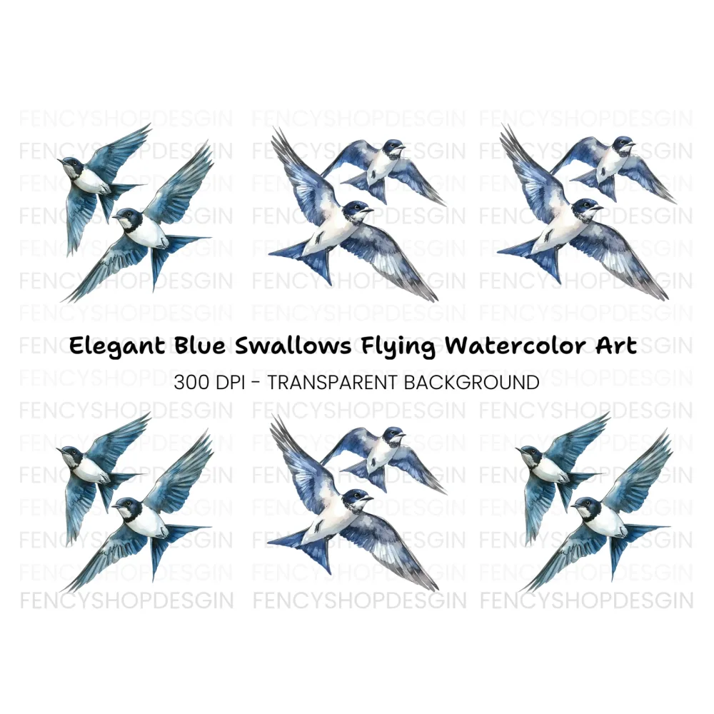 Dynamic Swallow Flight Clipart Bundle
