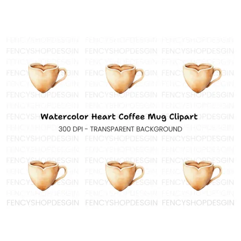 Heart Coffee Mug Clipart Bundle