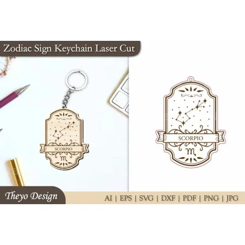 Zodiac Sign Keychain SVG Bundle