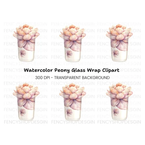 Peony Flower Tumbler Clipart Bundle