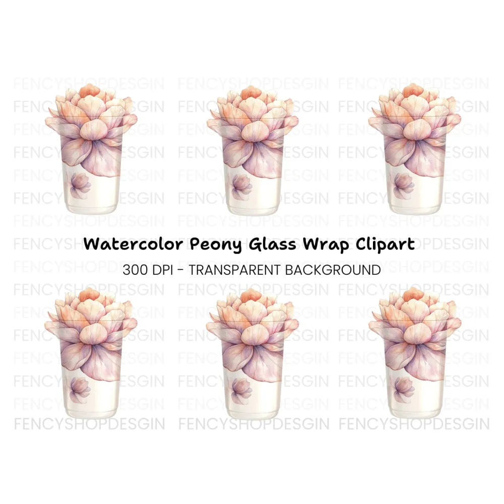 Peony Flower Tumbler Clipart Bundle