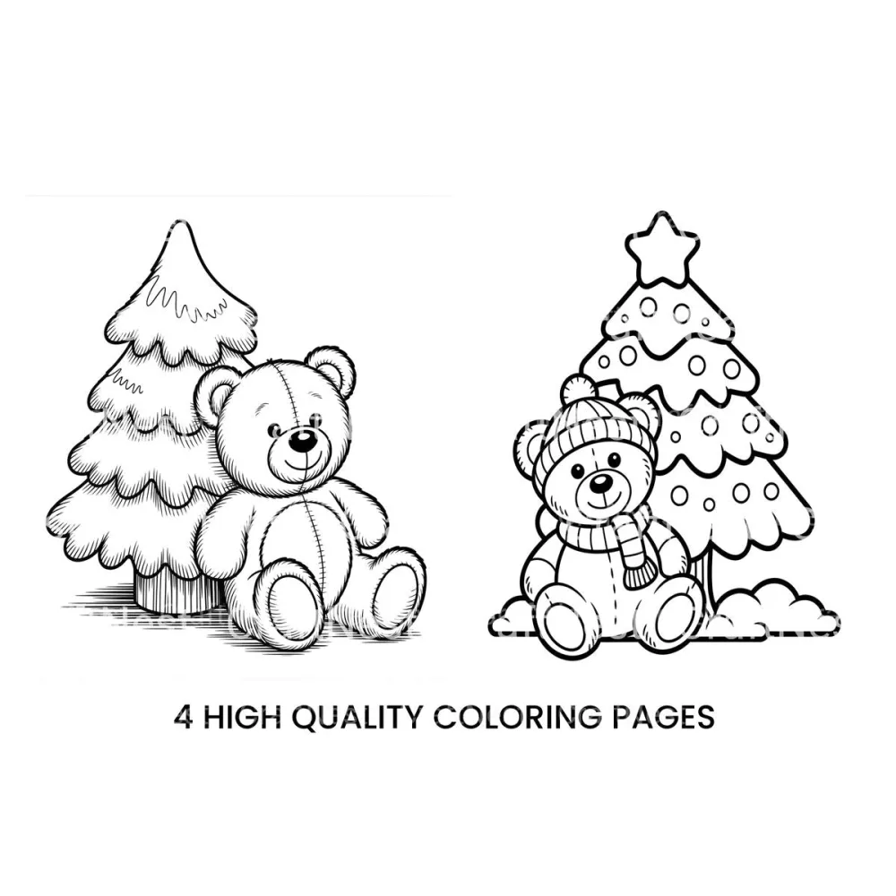 Winter Teddy Bear Christmas Tree Coloring Books