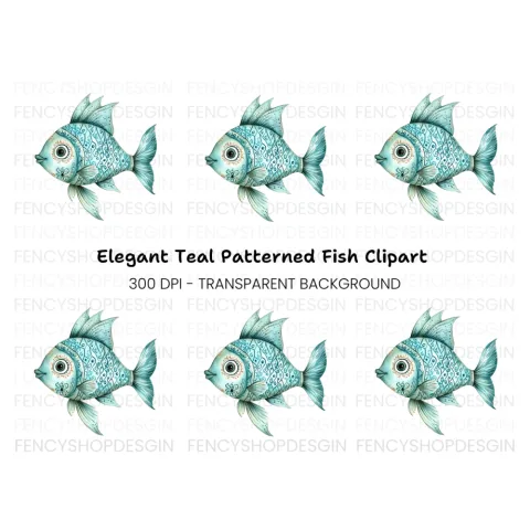 Decorative Blue Fish Clipart Bundle