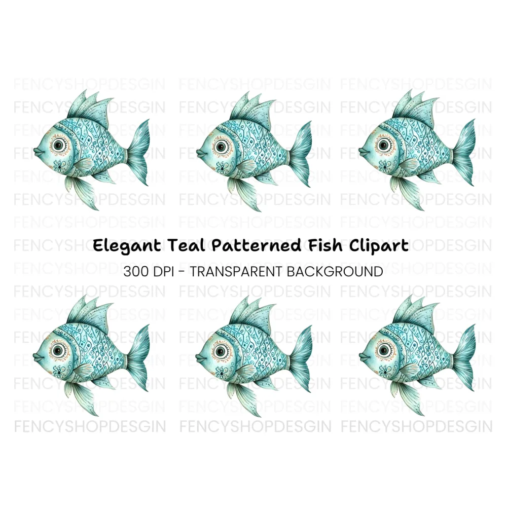 Decorative Blue Fish Clipart Bundle