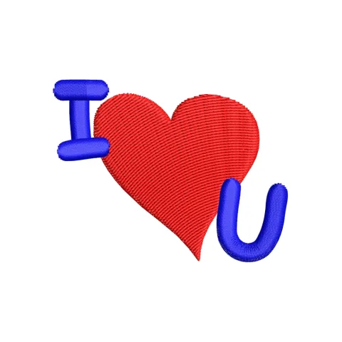 I Love You Heart Embroidery Design