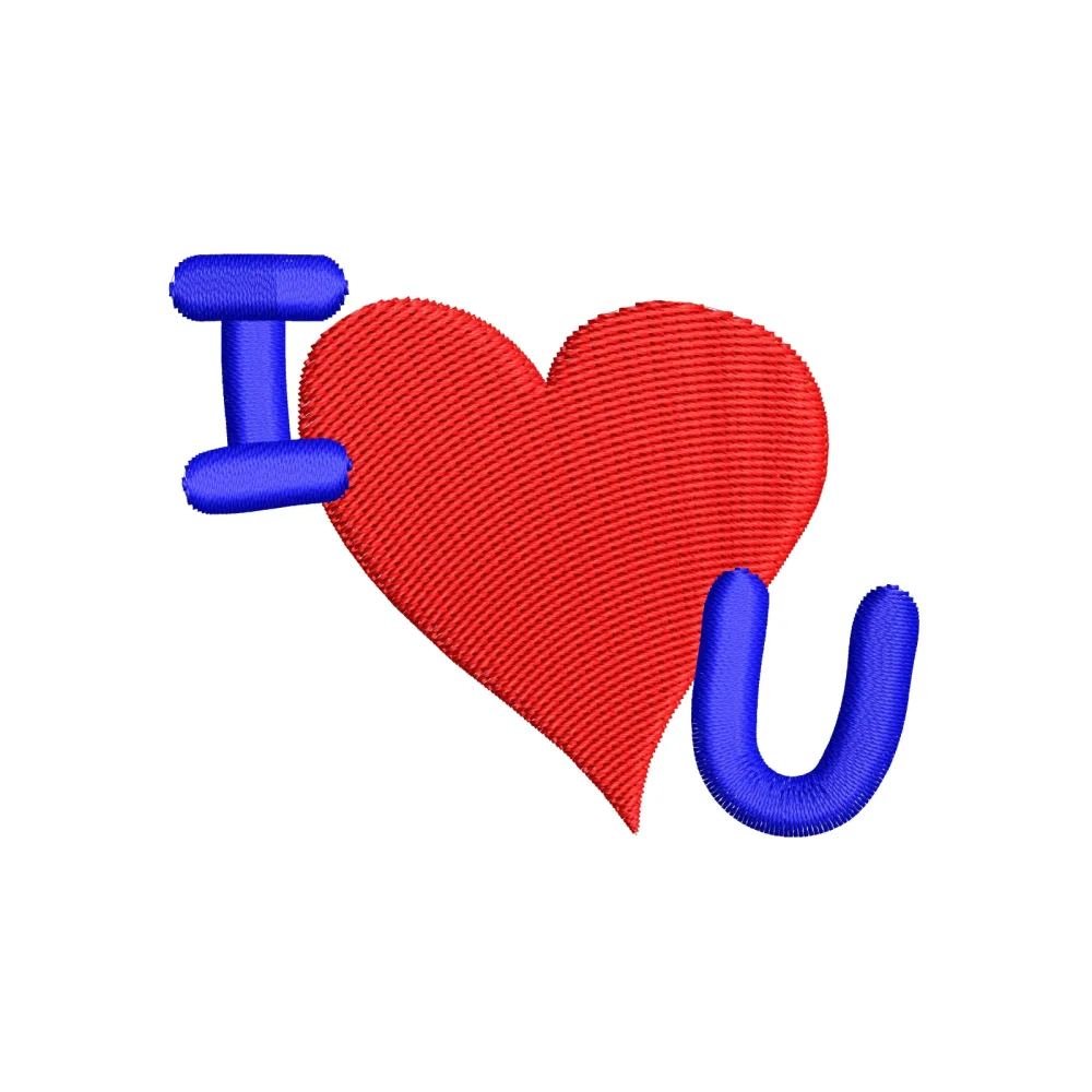I Love You Heart Embroidery Design