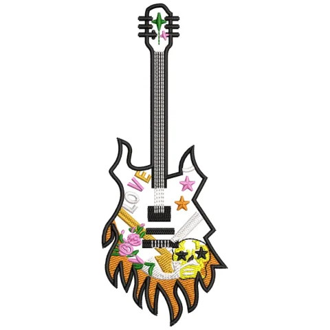 Guitar Embroidery Design