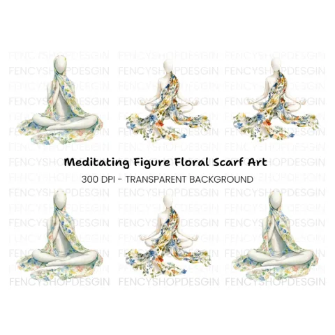 Meditating Mannequins Floral Clipart Bundle