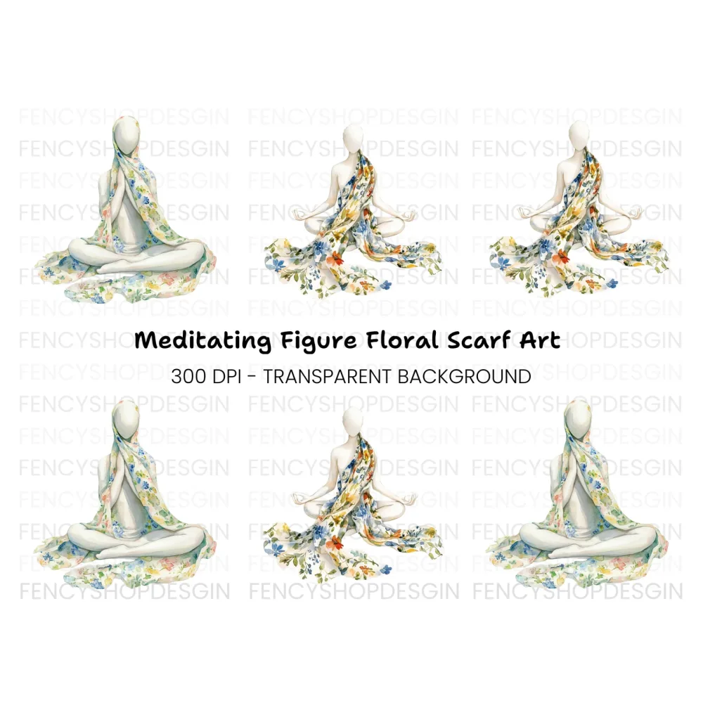 Meditating Mannequins Floral Clipart Bundle