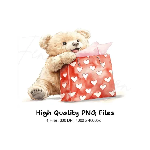 Cute Teddy Bear Valentine Day Clipart Bundle