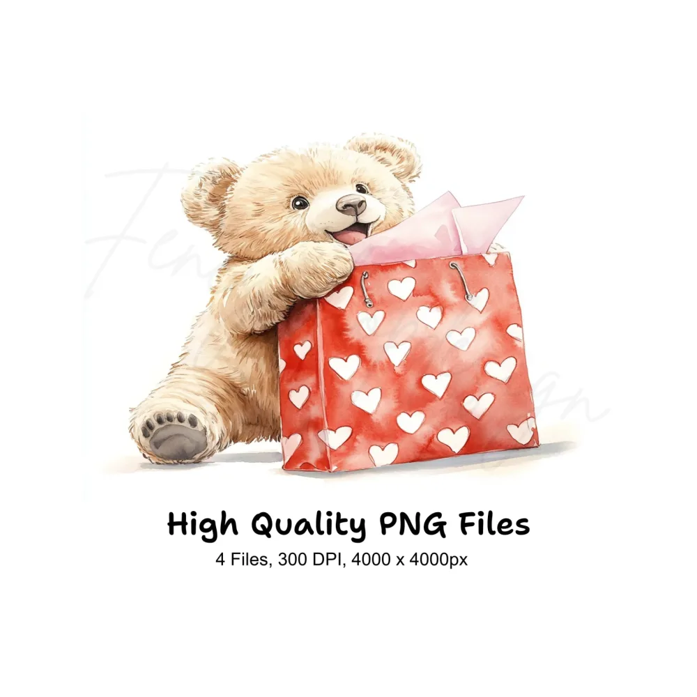 Cute Teddy Bear Valentine Day Clipart Bundle