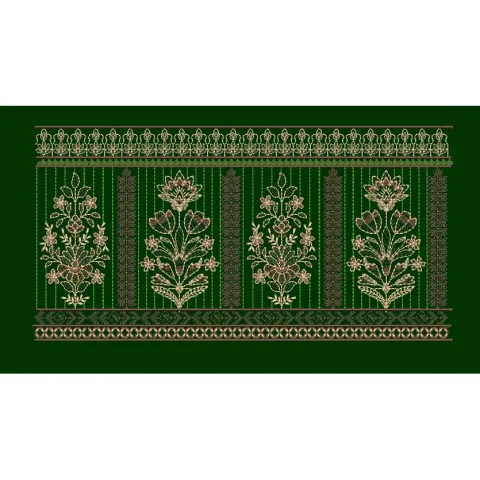 Vertical Pinstripe Floral Shrub Panel Embroidery Design
