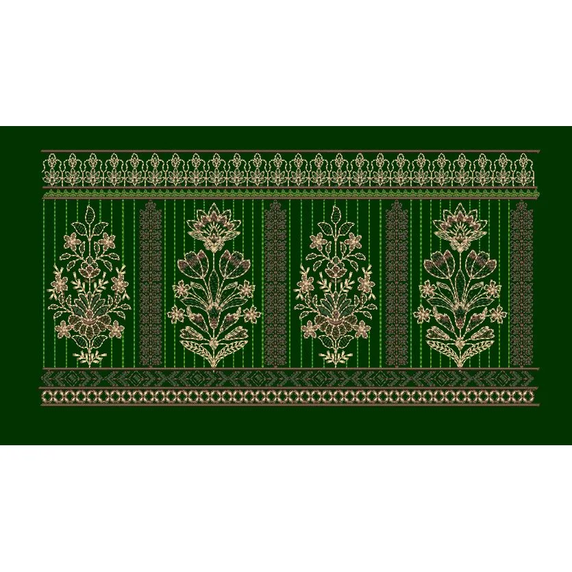Vertical Pinstripe Floral Shrub Panel Embroidery Design
