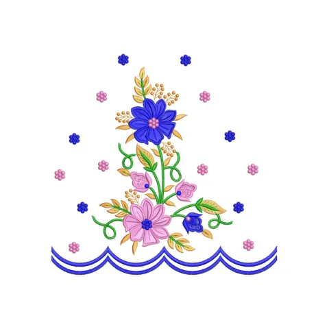 Flower Curve Embroidery Design