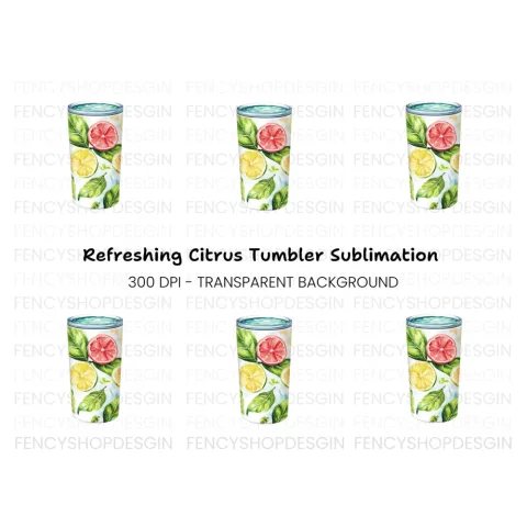 Citrus and Mint Tumbler Clipart Bundle