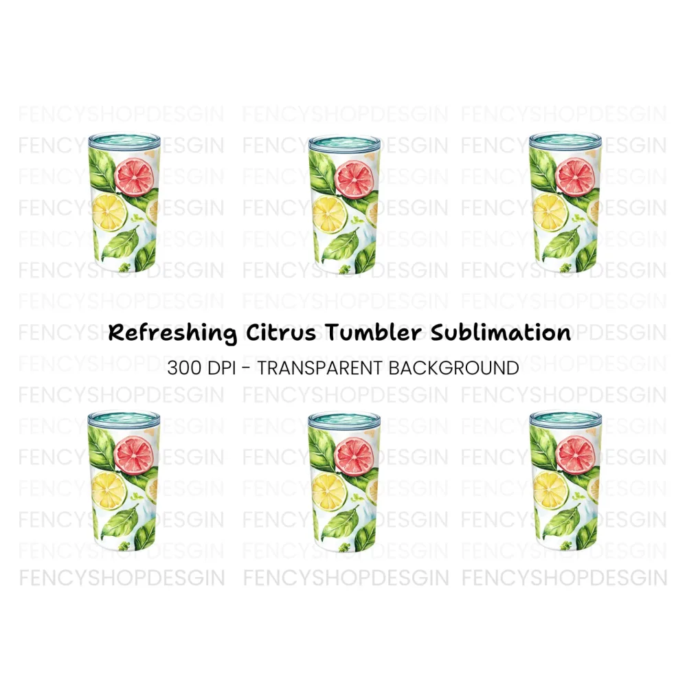 Citrus and Mint Tumbler Clipart Bundle