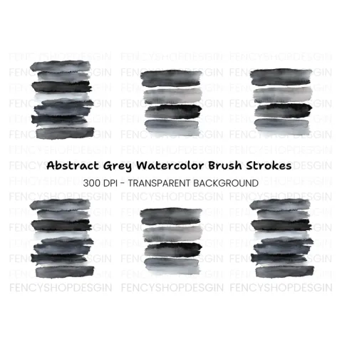 Monochrome Brush Strokes Clipart Bundle