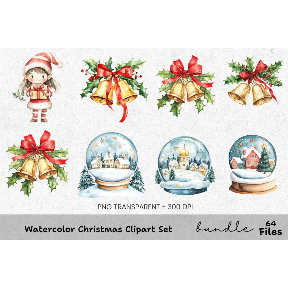 Winter Wonderland Snow Globe Clipart Bundle