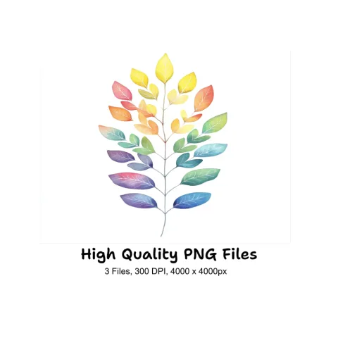 Rainbow Tree Leaves Clipart Bundle