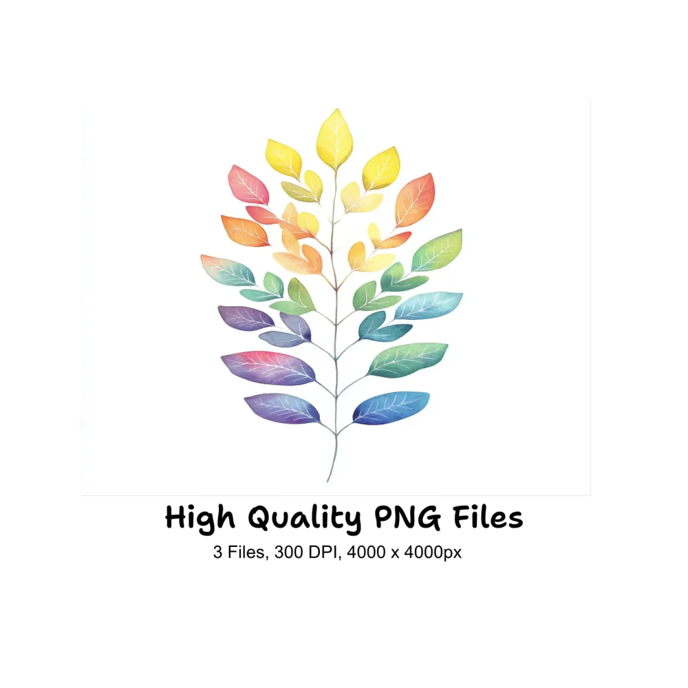 Rainbow Tree Leaves Clipart Bundle