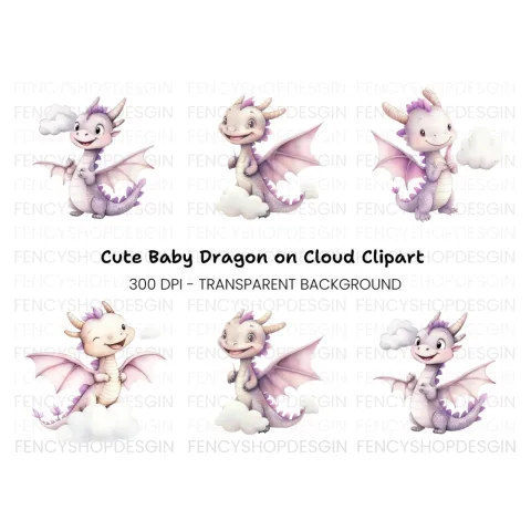 Cute Baby Dragon Clipart Bundle