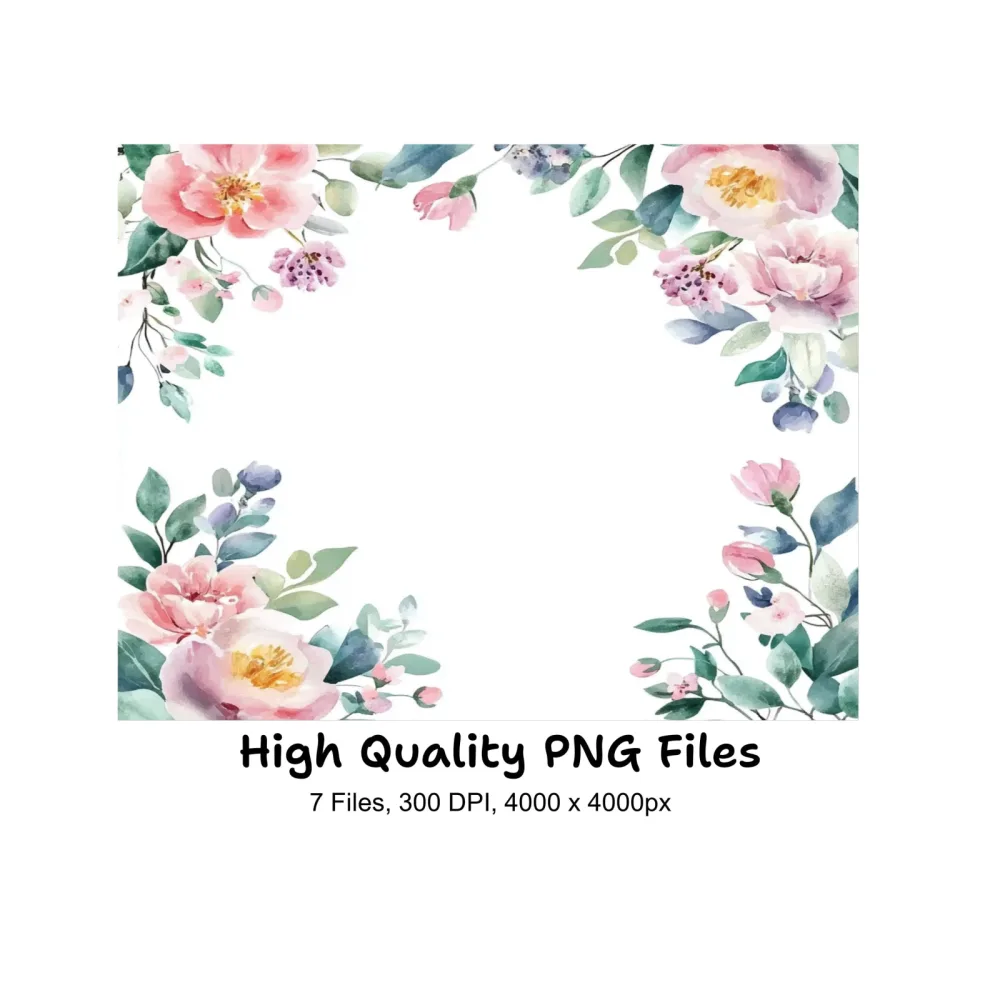 Elegant Floral Border Clipart Bundle