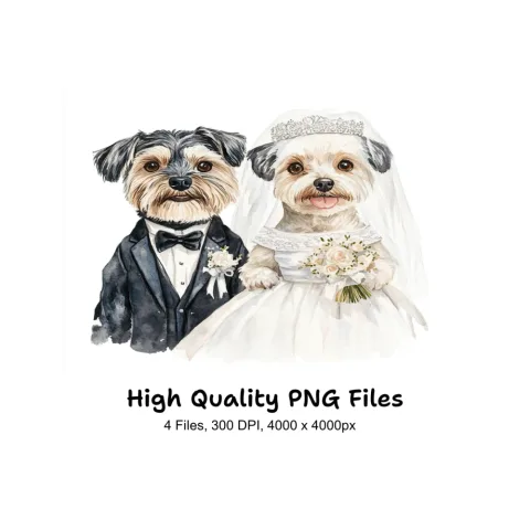 Cute Dog Wedding Clipart Bundle
