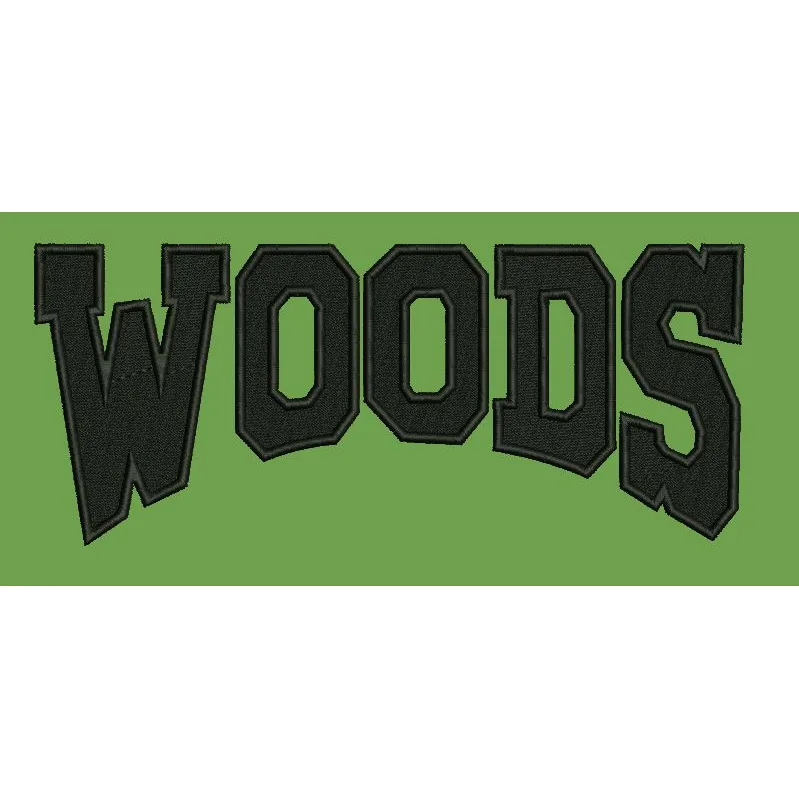 Stylized Woods Lettering Embroidery Design