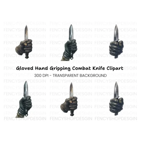 Gloved Hands Holding Daggers Clipart Bundle
