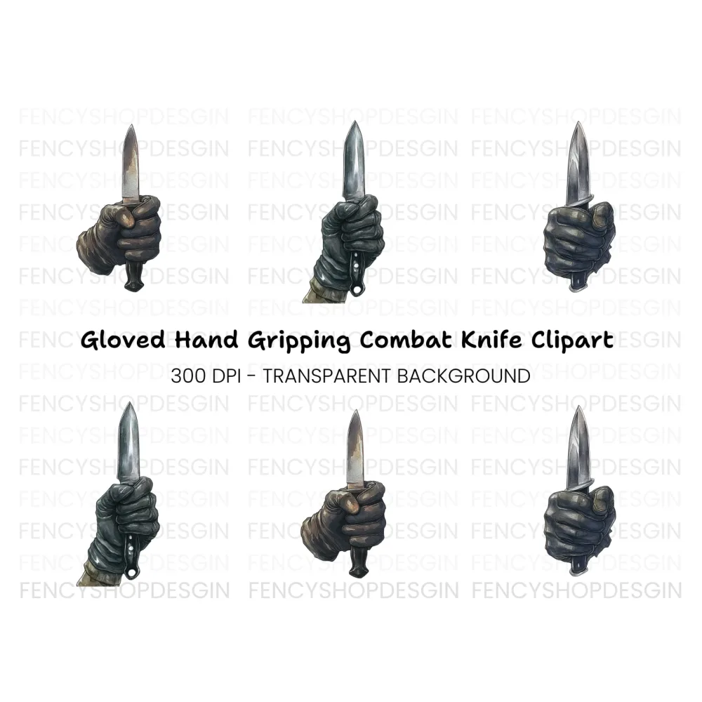 Gloved Hands Holding Daggers Clipart Bundle