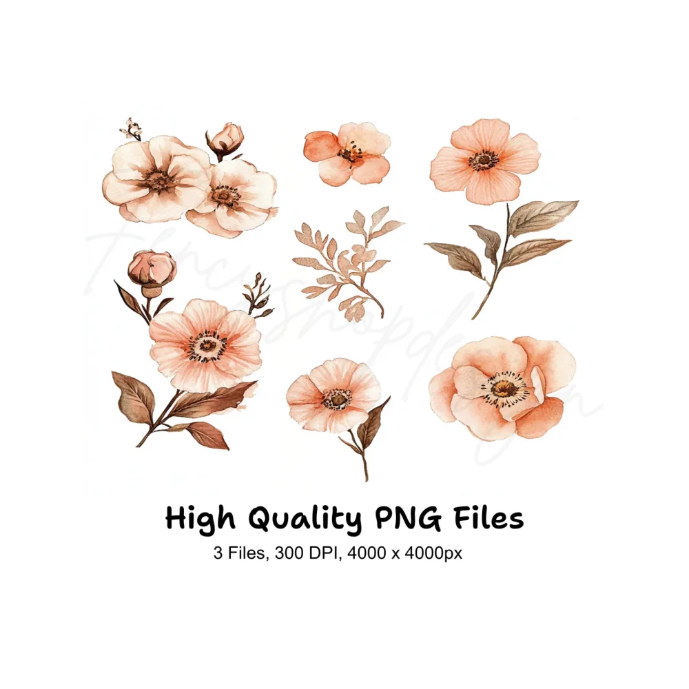 Boho Flower Clipart Bundle