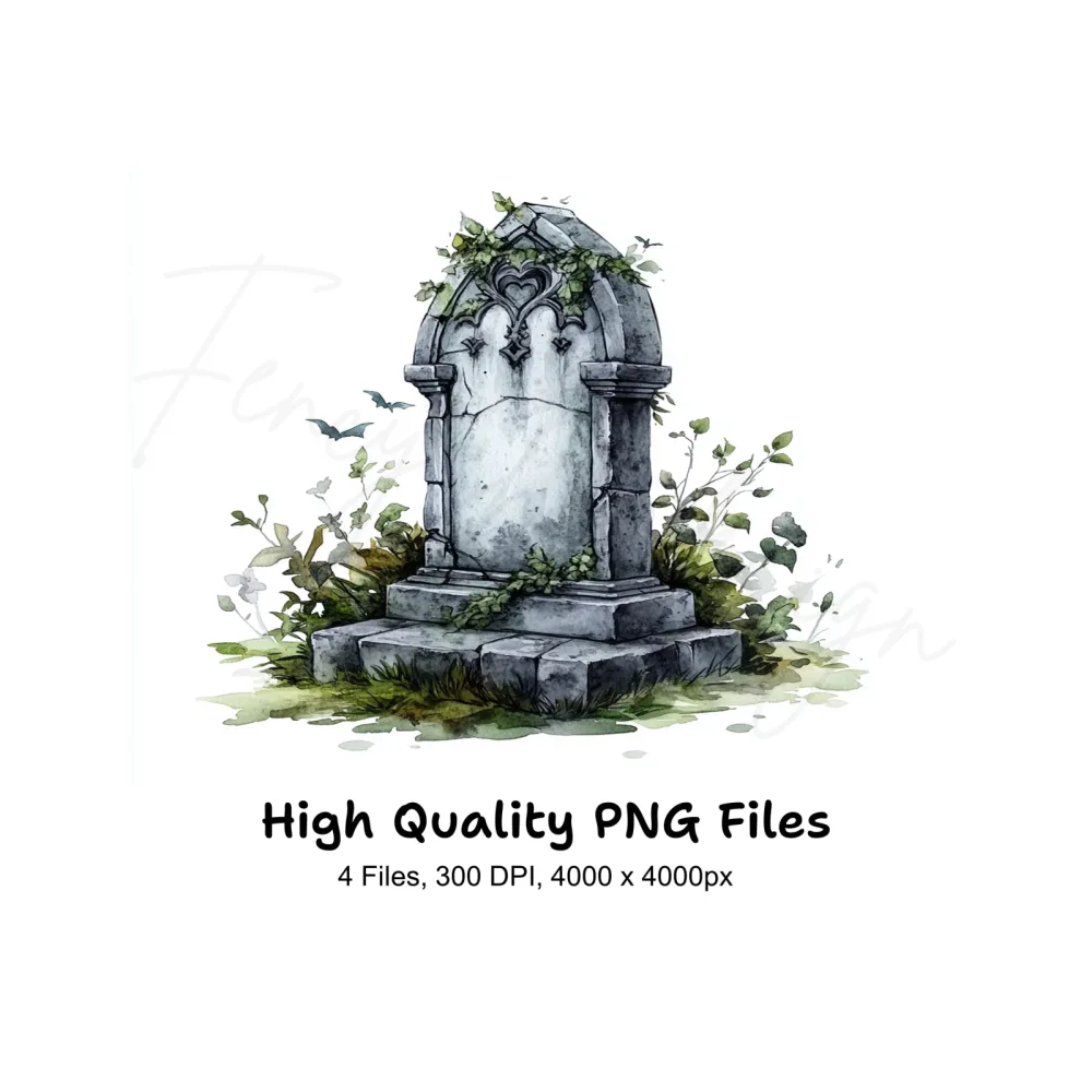 Spooky Gravestone Clipart Bundle