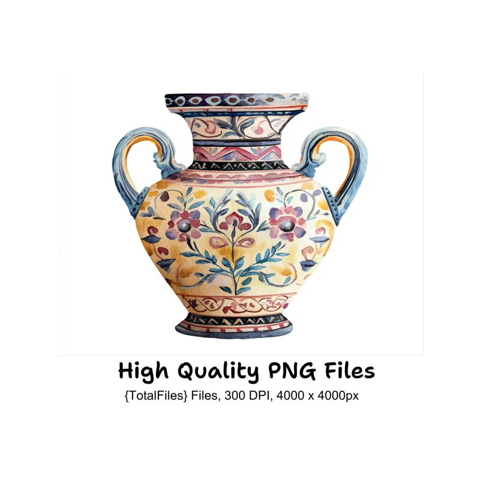 Decorative Ancient Vases Clipart Bundle