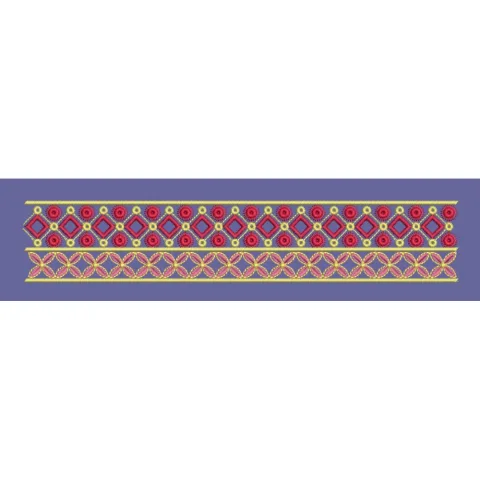 Diamond Petal Red and Gold Border Embroidery Design