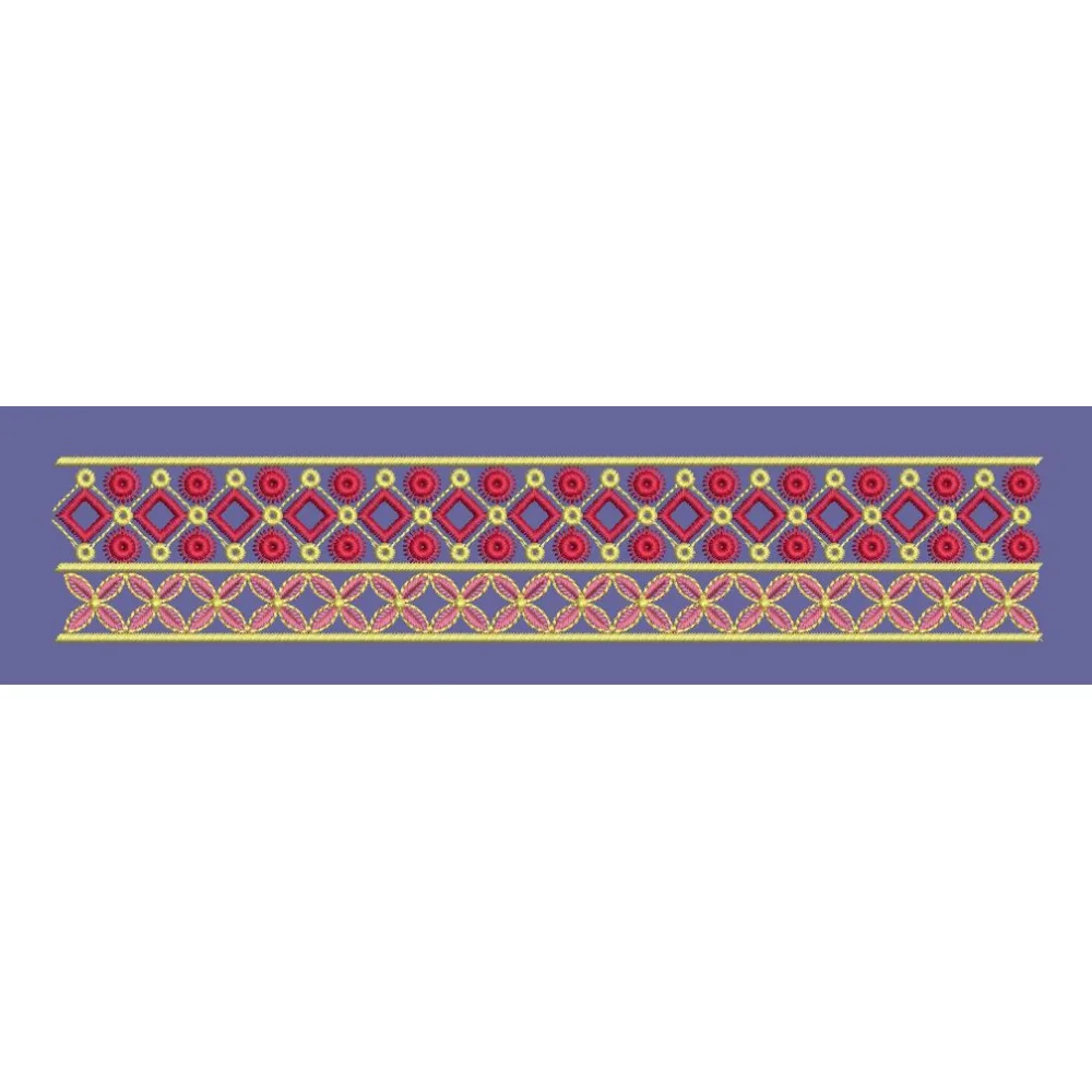 Diamond Petal Red and Gold Border Embroidery Design