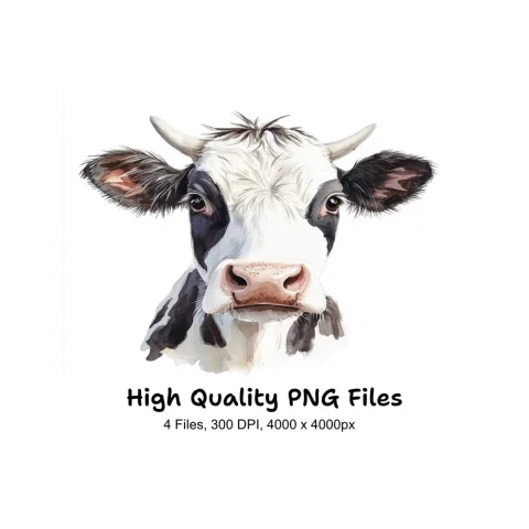 Holstein Cow Head Clipart Bundle
