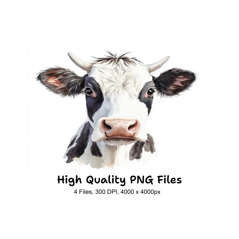 Holstein Cow Head Clipart Bundle