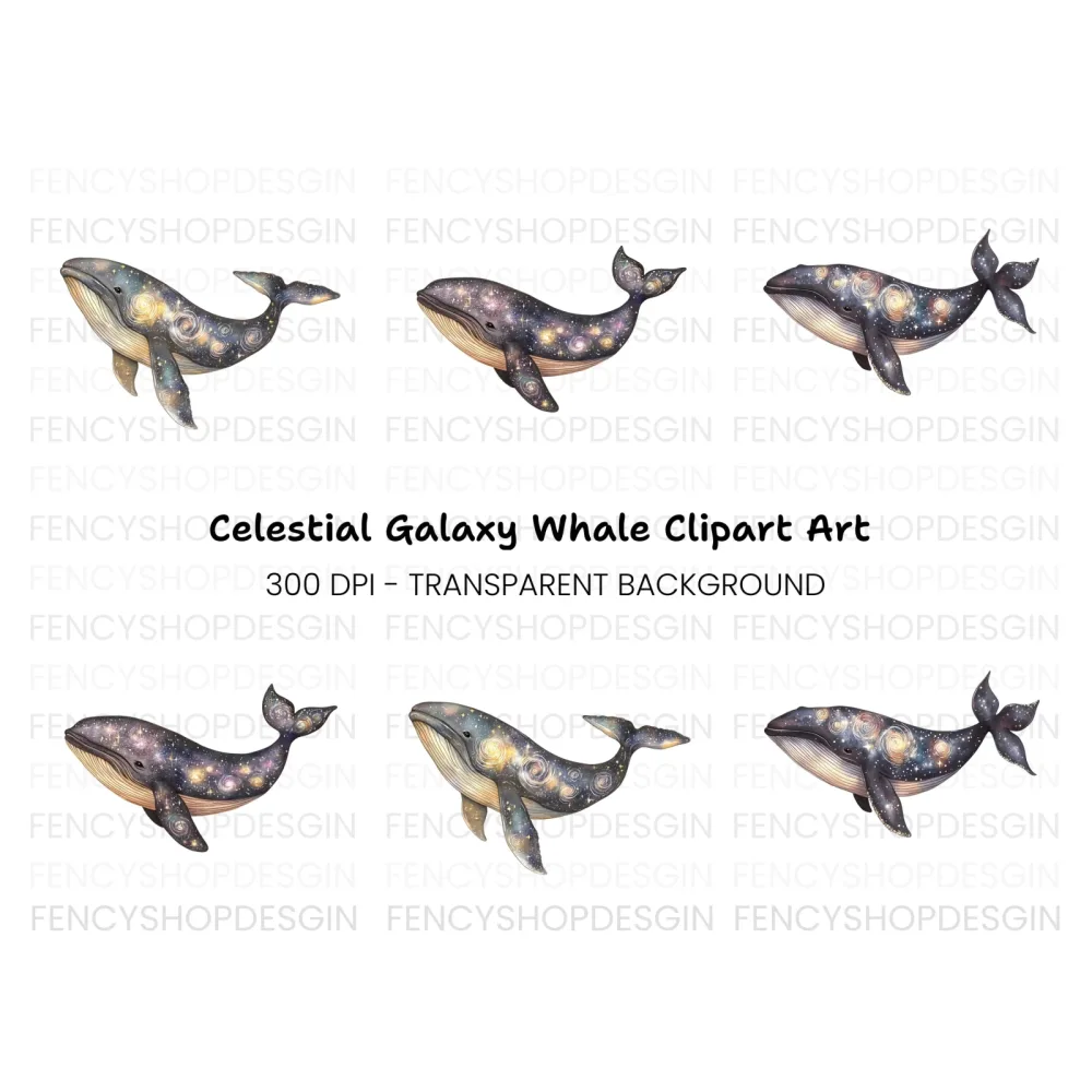 Celestial Whale Clipart Bundle