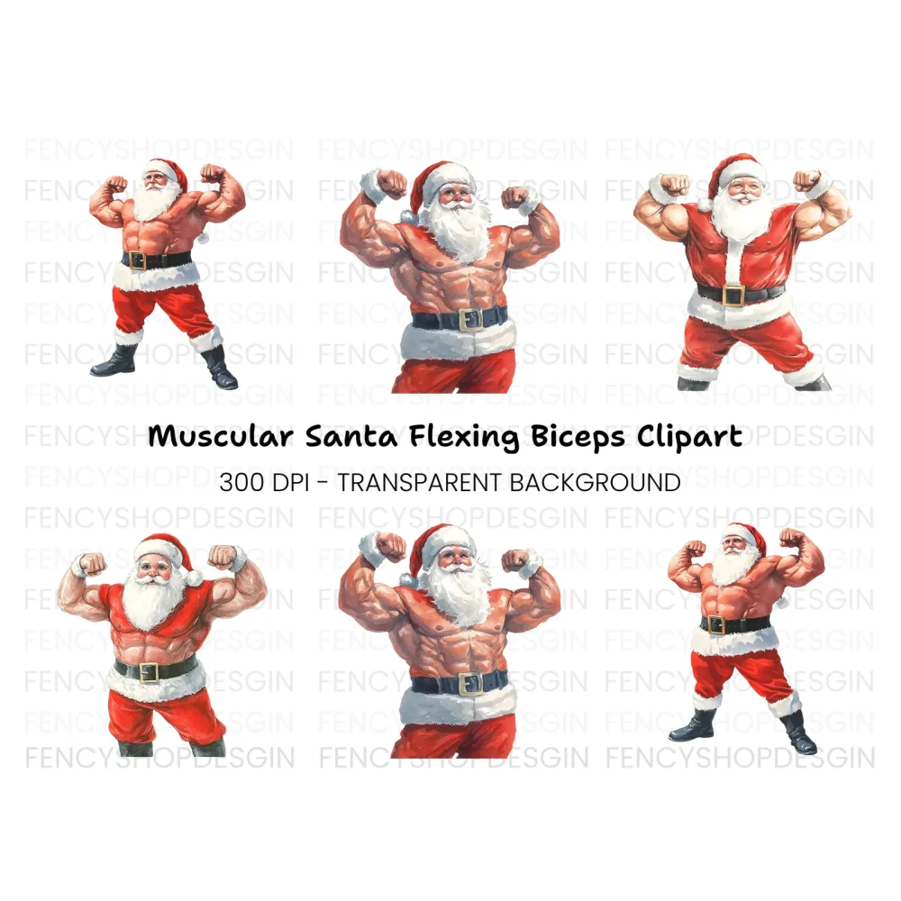 Strong Santa Clipart Bundle